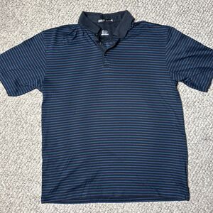 Tiger Woods Dri Fit Golf Polo Shirt Men’s Large Blue Stripes